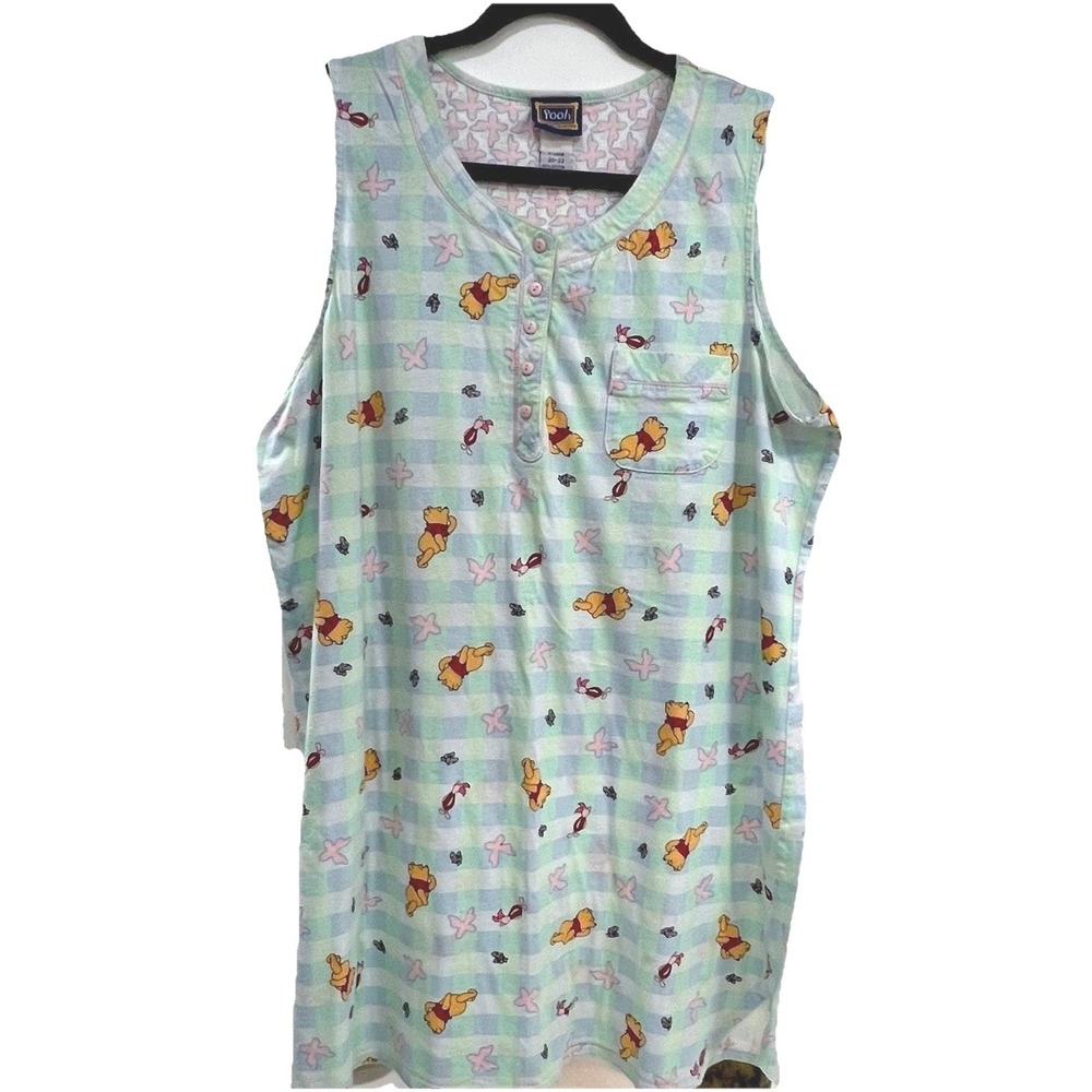Pooh 100 Acre Wood Vtg‎ Women's Nightgown Piglet Novelty Button Up Cotton XL 90s